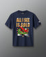 Navy blue t-shirt with 'All I See Is Gold' graphic design on a gray background