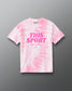 RUDIS I Love This Sport Classic Cotton T-Shirt in Pink Tie-Dye, front view featuring a bold pink 'I Love This Sport' wrestling graphic, crew neckline, and short sleeves. Copy Alt Text