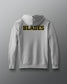 Gray hoodie with 'BLADES' printed on the back against a gray background