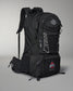 Black Ohio State backpack with multiple compartments and logos on a gray background