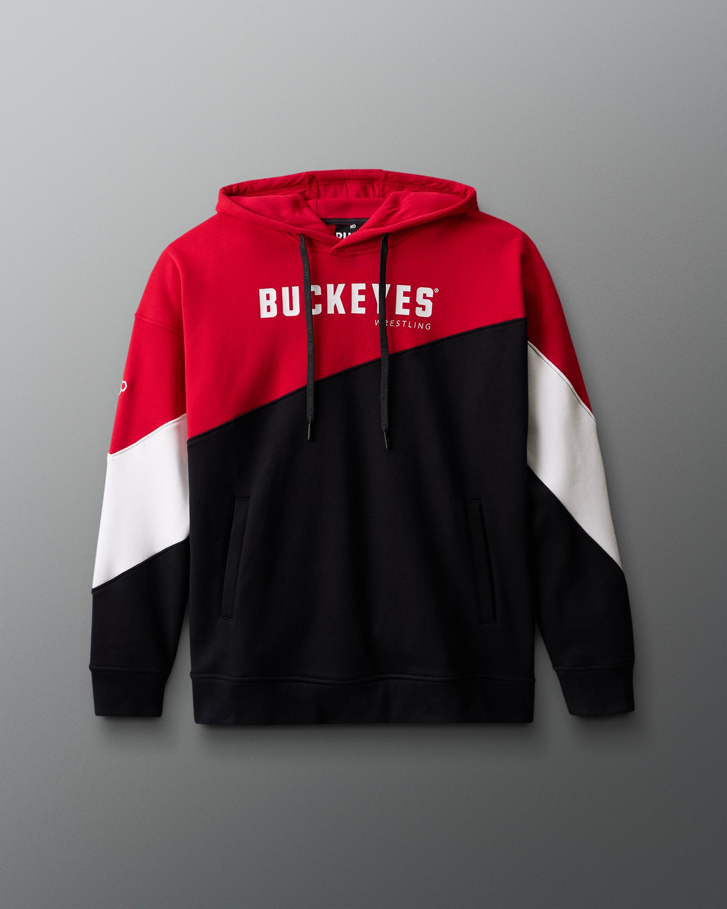 Ohio State Color-blocked hoodie with 'Buckeyes' text on a gray background