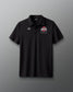Black polo shirt with Ohio State Wrestling logo on a gray background