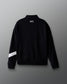Black sweatshirt with a white stripe on a gray background