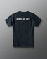 Black t-shirt with 'A Way of Life' text on the back against a gray background
