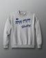 Gray sweatshirt with 'Penn State Wrestling' text on a gray background