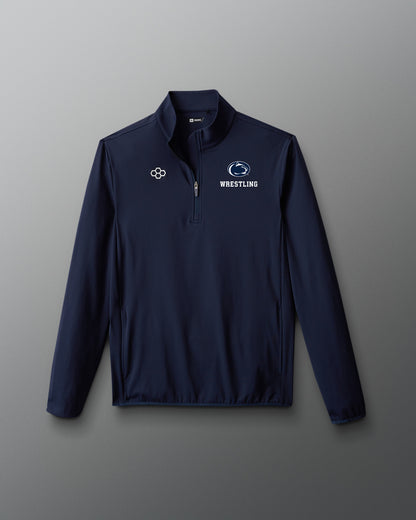 Navy pullover with 'Wrestling' text on a gray background