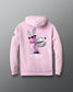 Pink hoodie with a graphic of a bunny holding an Energizer battery on a gray background