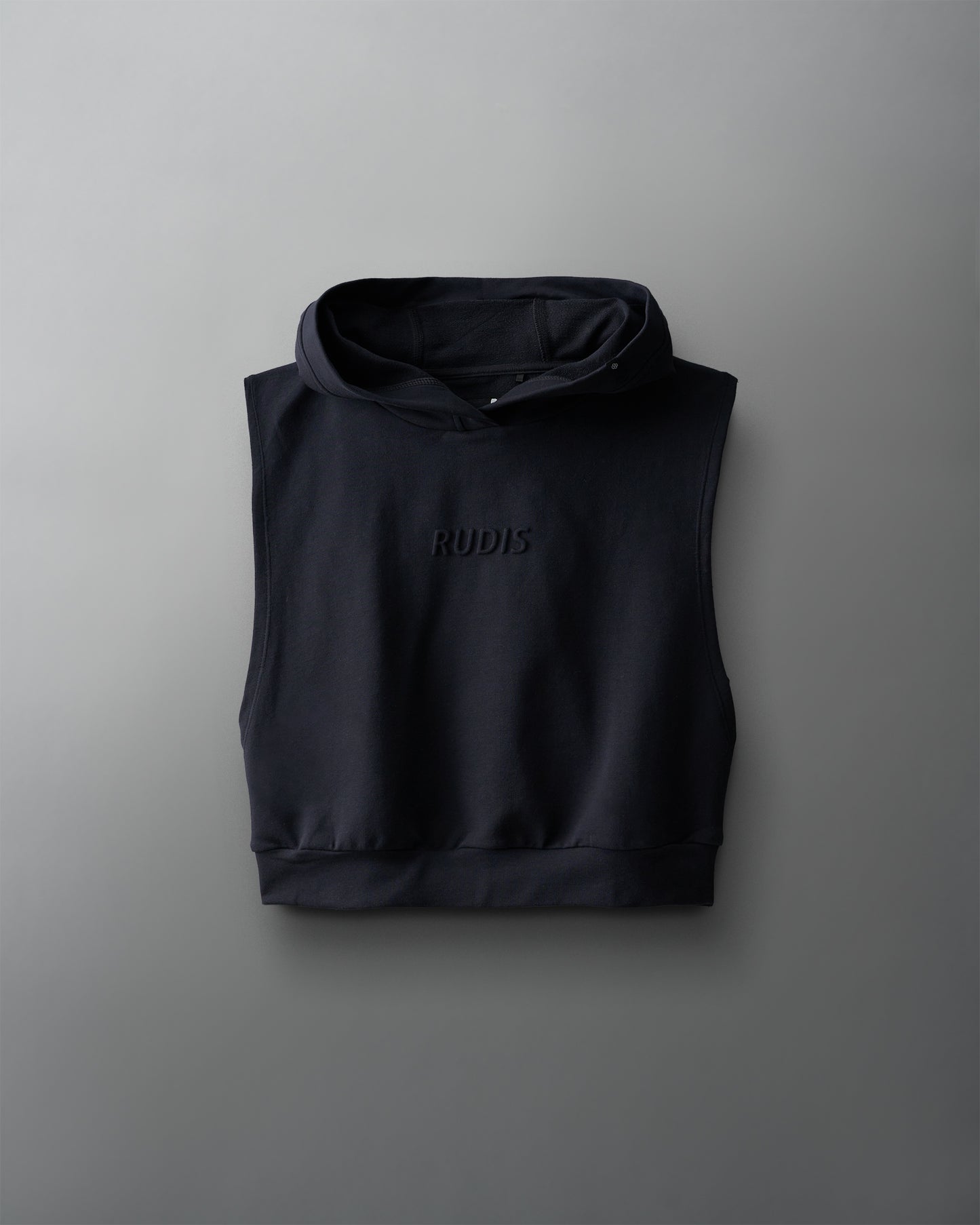 Sweat à capuche court sans manches pour femme avec logo en relief