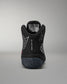 Black Jordan Burroughs wrestling shoes with text and branding on a gray background