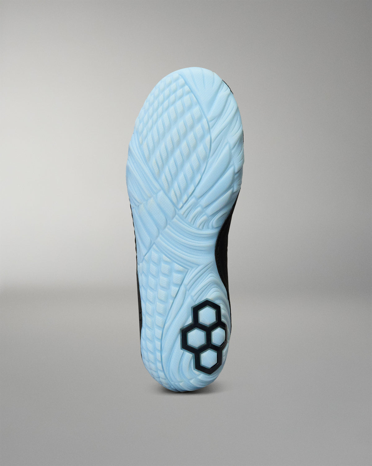 RUDIS JB1 Adult Wrestling Shoe in Dark Shark shown from the bottom, highlighting the light blue textured traction outsole and RUDIS logo detail.