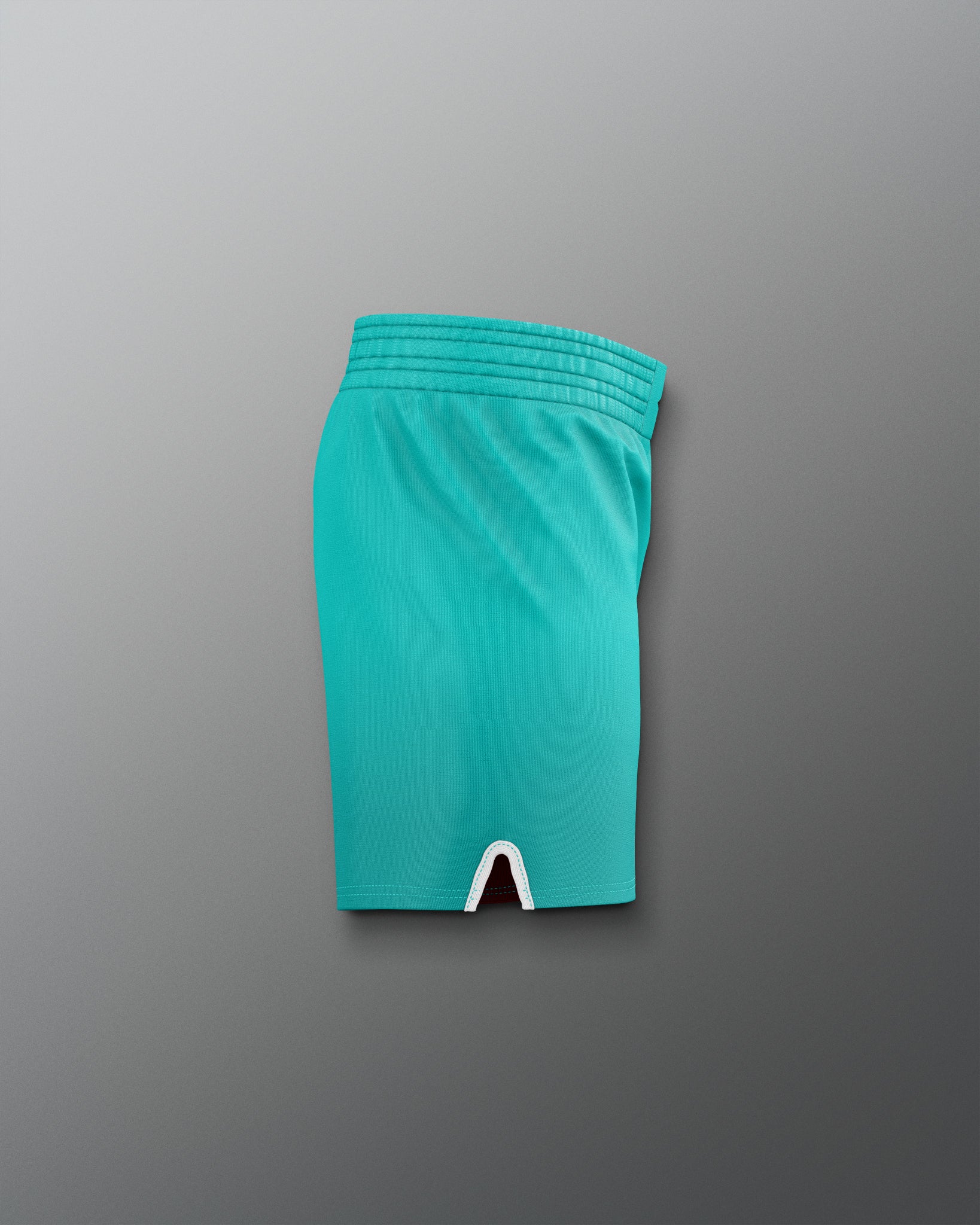 Teal shorts on a gray background
