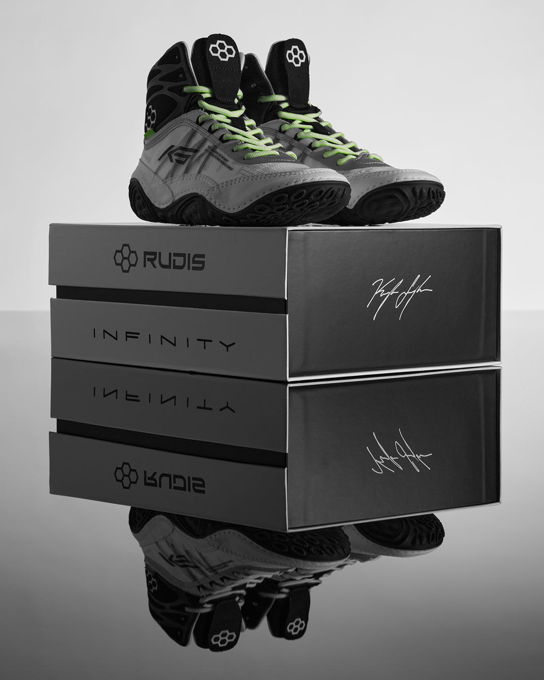 KS Infinity Adult Wrestling Shoes Yang White/Lime RUDIS