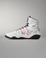 Side view of RUDIS Infinity Edge wrestling shoe in tactical gray with digital camo upper and black traction outsole
