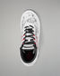 Top-down view of RUDIS Infinity Edge wrestling shoe in tactical gray with black laces and red performance eyelets
