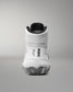 White wrestling shoe with black sole on a gray background