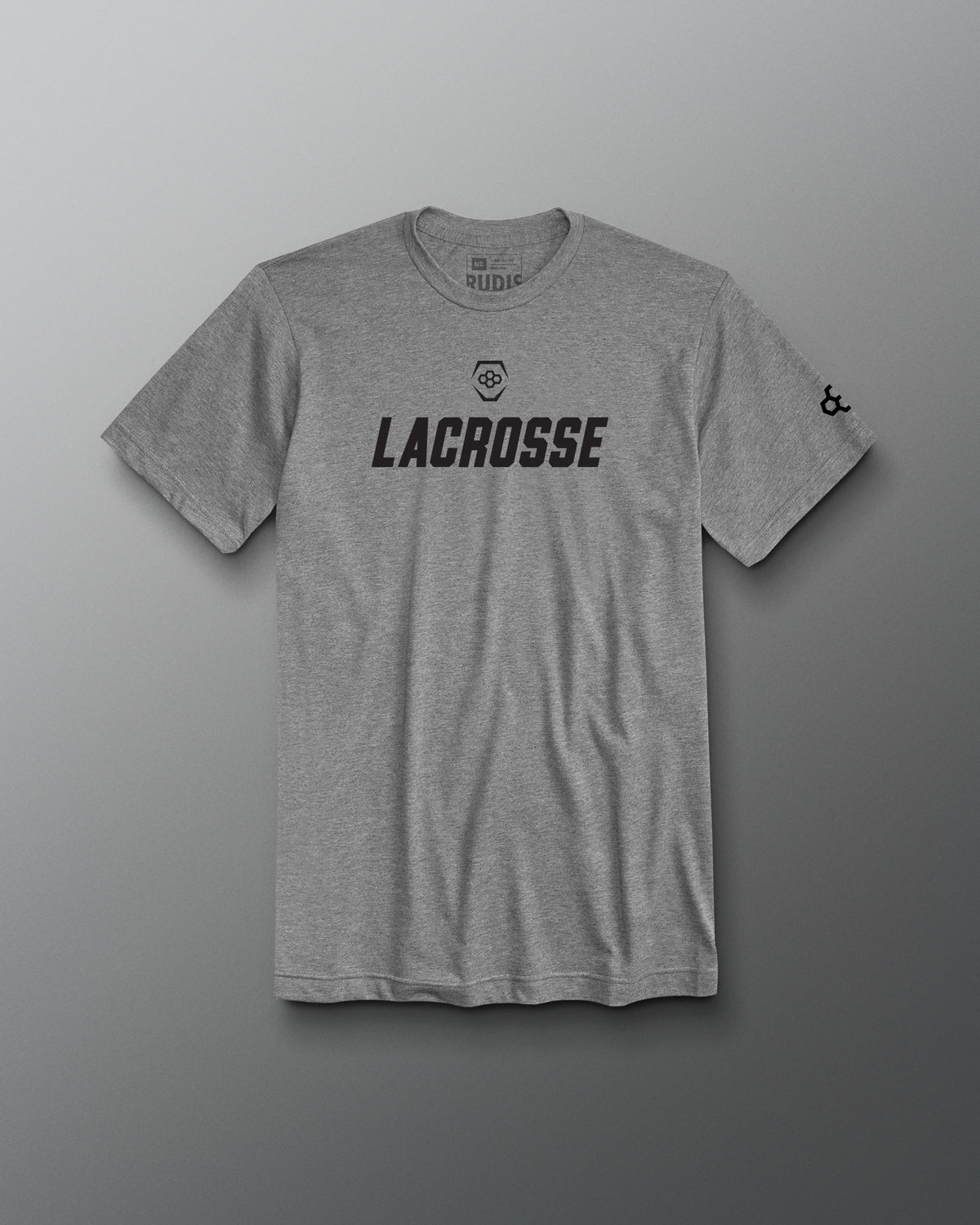 Gray t-shirt with 'Lacrosse' text on a gray background