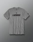 Gray t-shirt with 'Lacrosse' text on a gray background