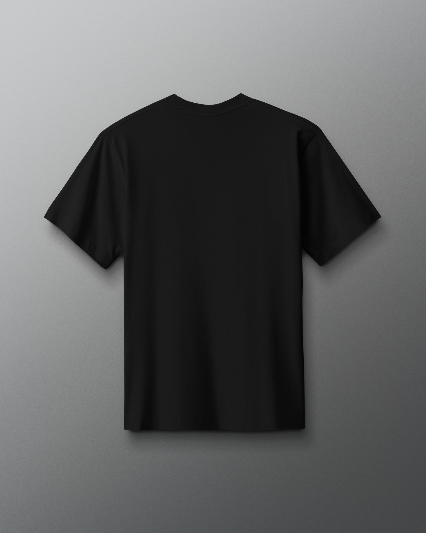 Black t-shirt on a gray background
