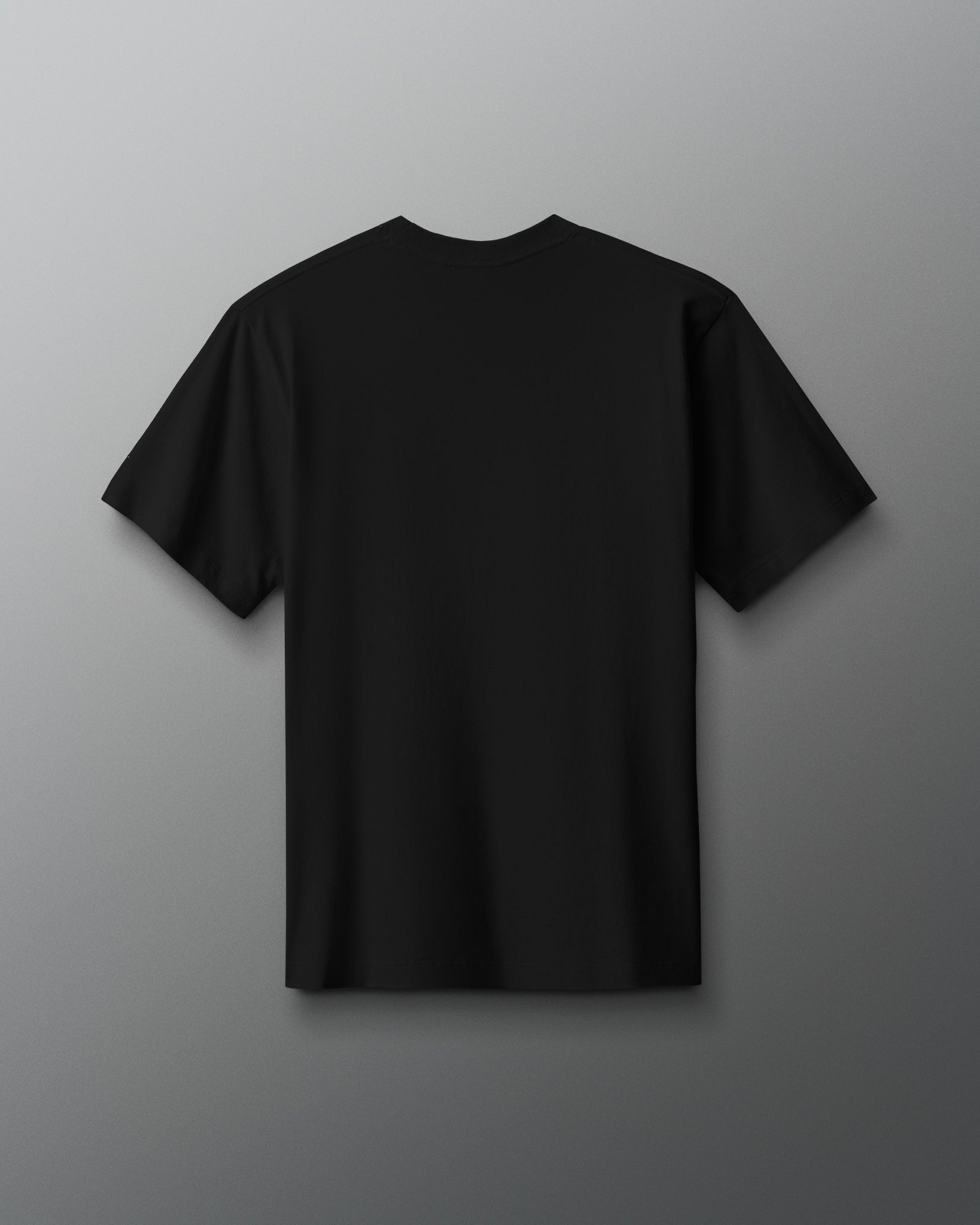 Black t-shirt on a gray background