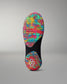 Colorful wrestling shoe sole with textured pattern on a gray background