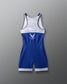 Blue and gray wrestling singlet with U.S. Air Force logo on a gray background