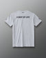 RUDIS U.S. Navy Elite Super Soft T-Shirt in Athletic Gray, back view featuring black A WAY OF LIFE lettering across the upper back, RUDIS neck branding, and American flag sleeve detail. Copy Alt Text