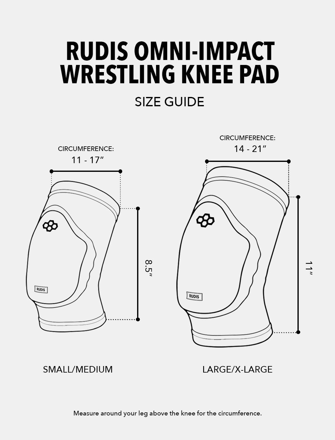 RUDIS Omni-Impact Black Wrestling Knee Pad
