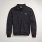 A stylish black quarter-zip sweatshirt featuring a minimalist logo on the chest perfect for casual wear