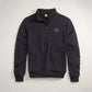 A stylish black quarter-zip sweatshirt featuring a minimalist logo on the chest perfect for casual wear