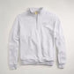 A light gray quarter-zip pullover made of soft fabric featuring a subtle logo on the chest