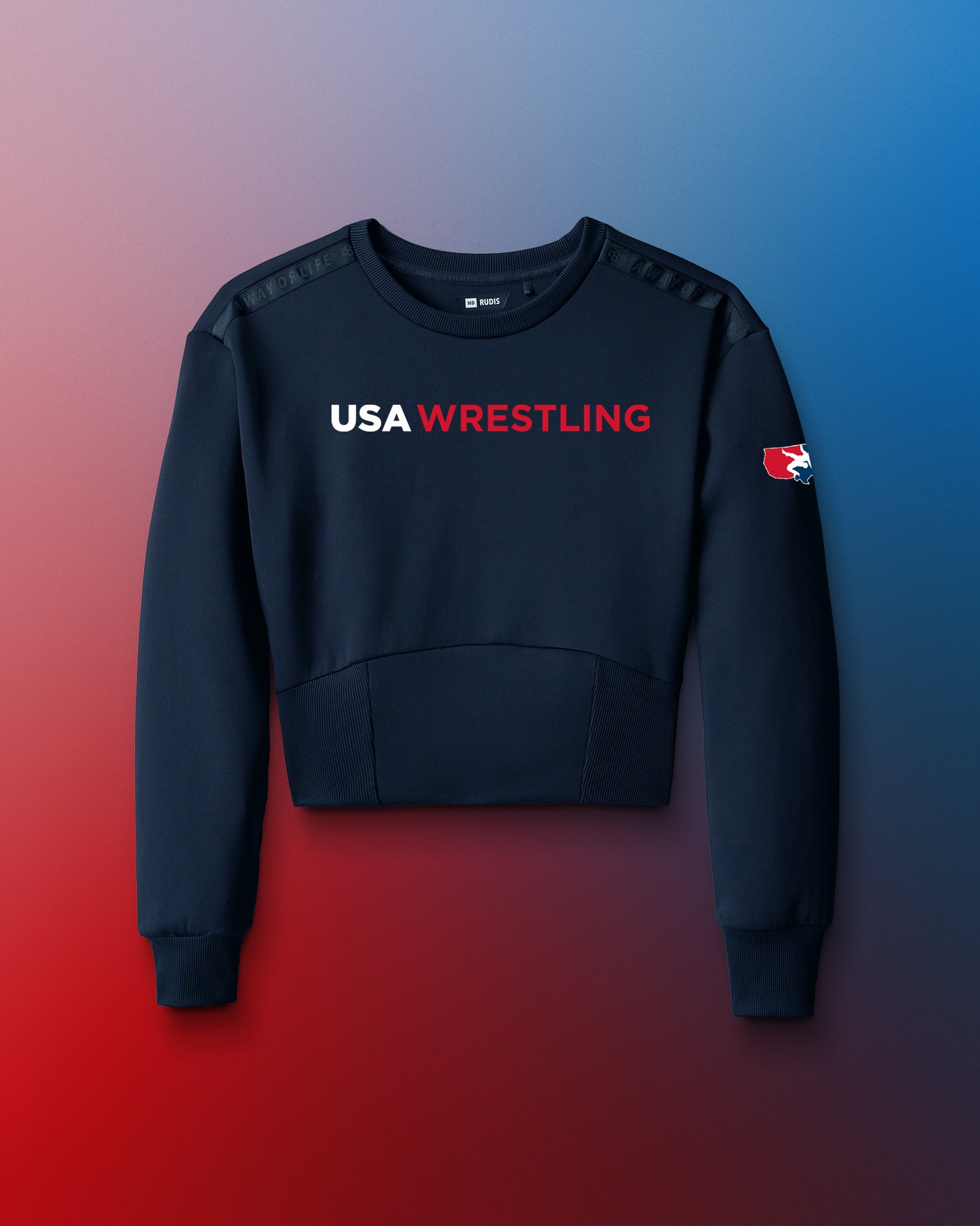 USA Wrestling Wordmark COOL-FEEL Women's Fitted Crew