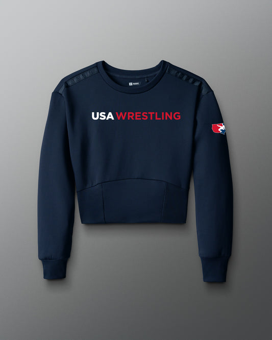 USA Wrestling Wordmark COOL-FEEL Women's Fitted Crew