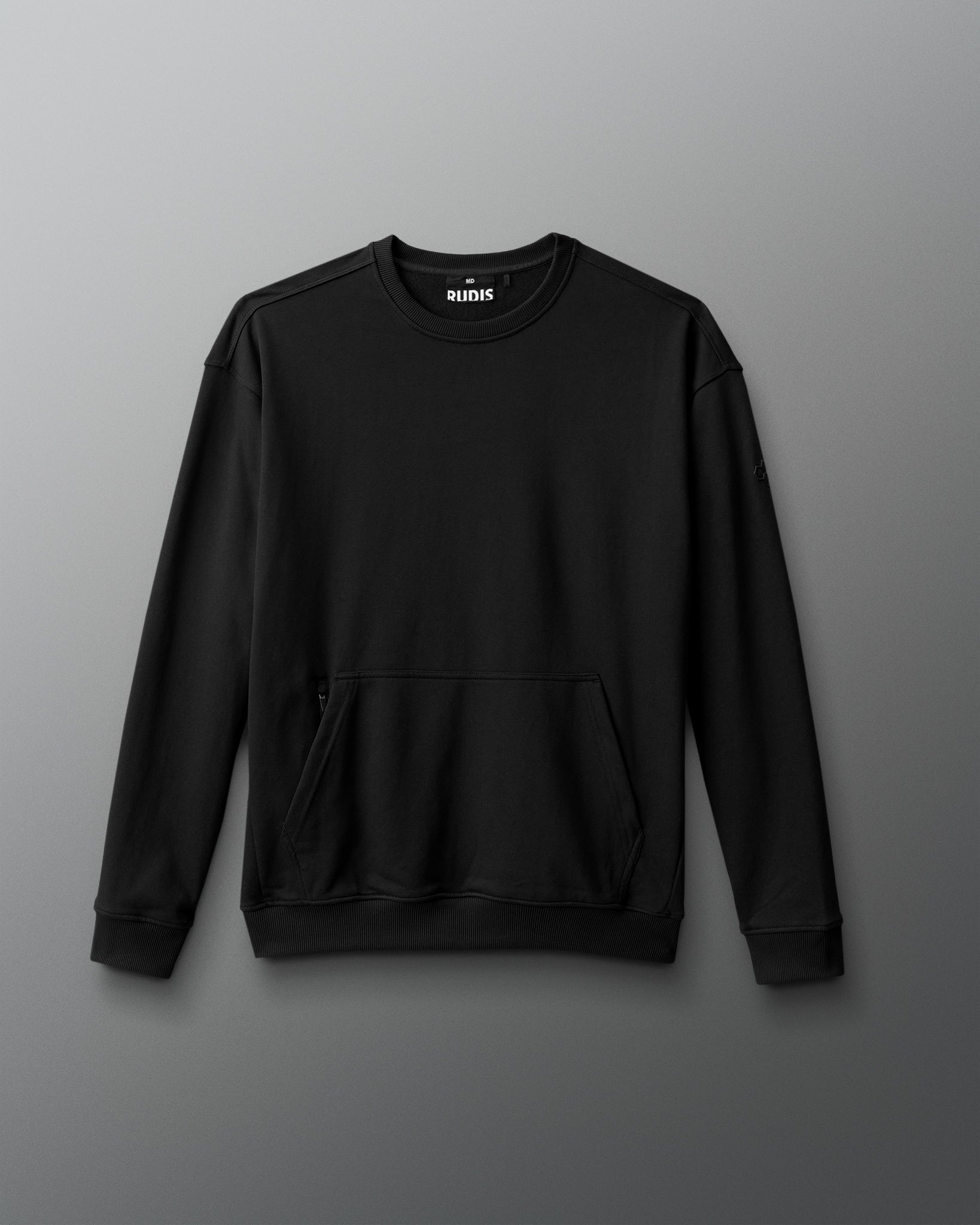 Black sweatshirt on a gray background