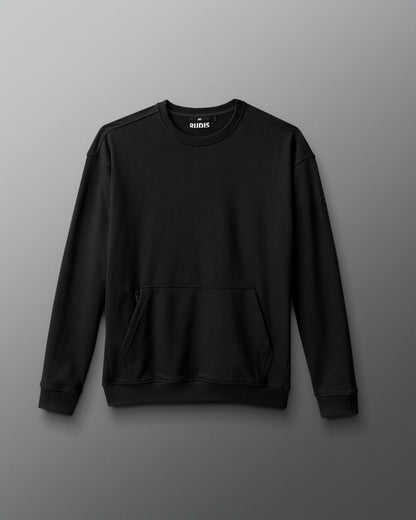 Black sweatshirt on a gray background