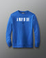 Blue sweatshirt with 'Wrestling A Way of Life' text on a gray background