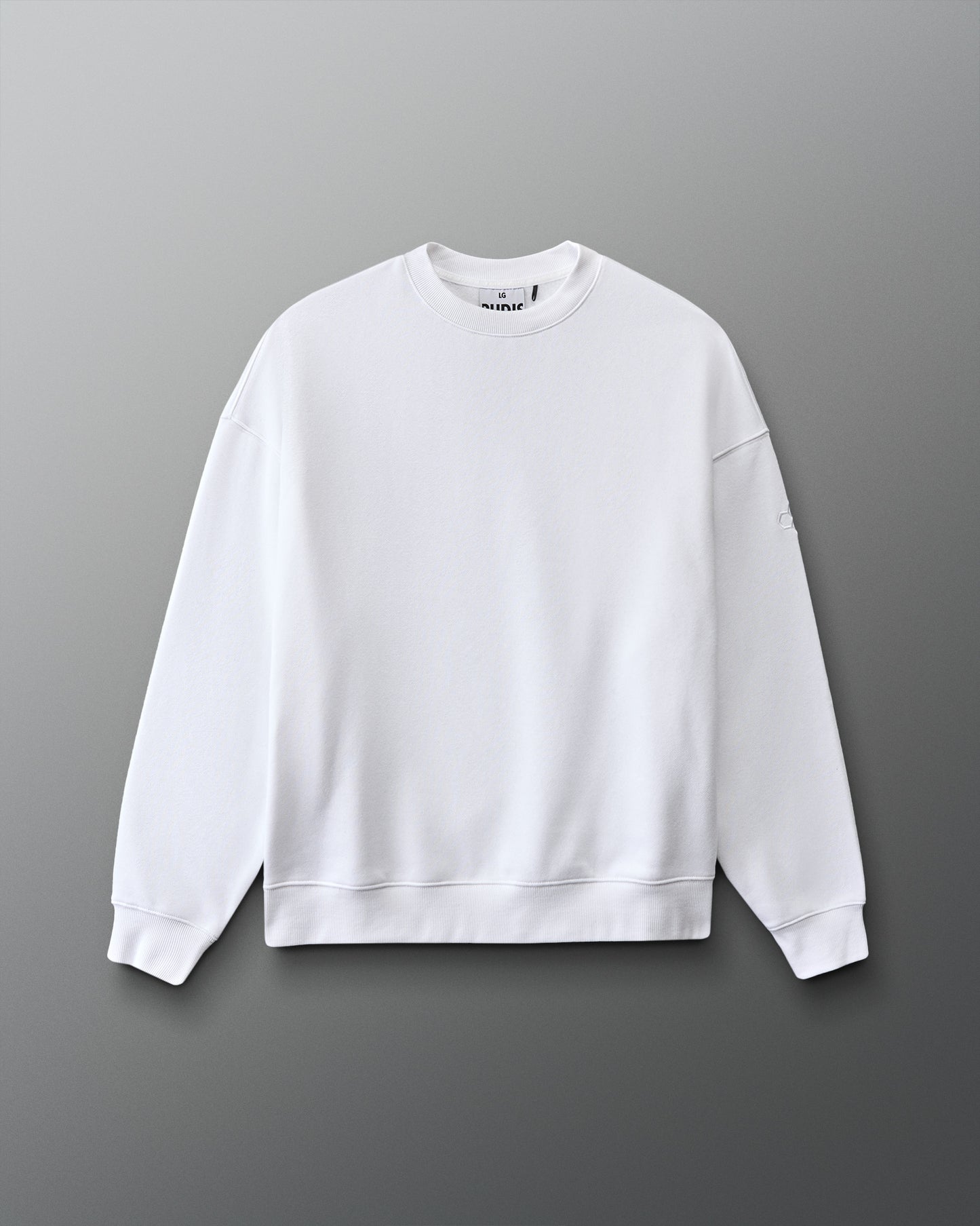 White sweatshirt on a gray background
