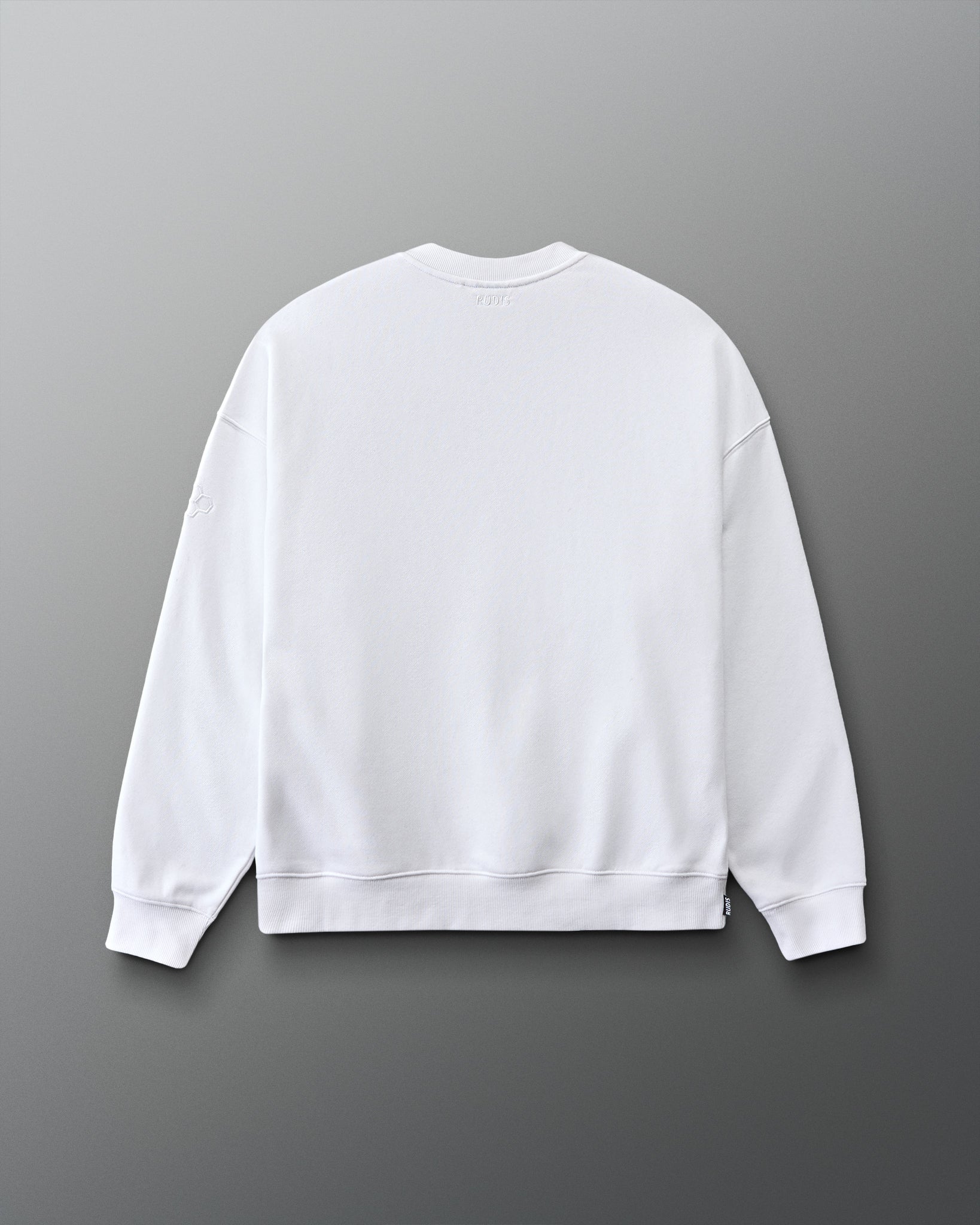White sweatshirt on a gray background
