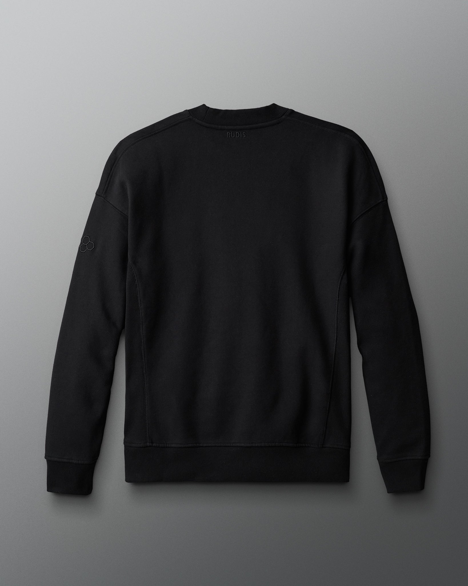 Black sweatshirt on a light gray background