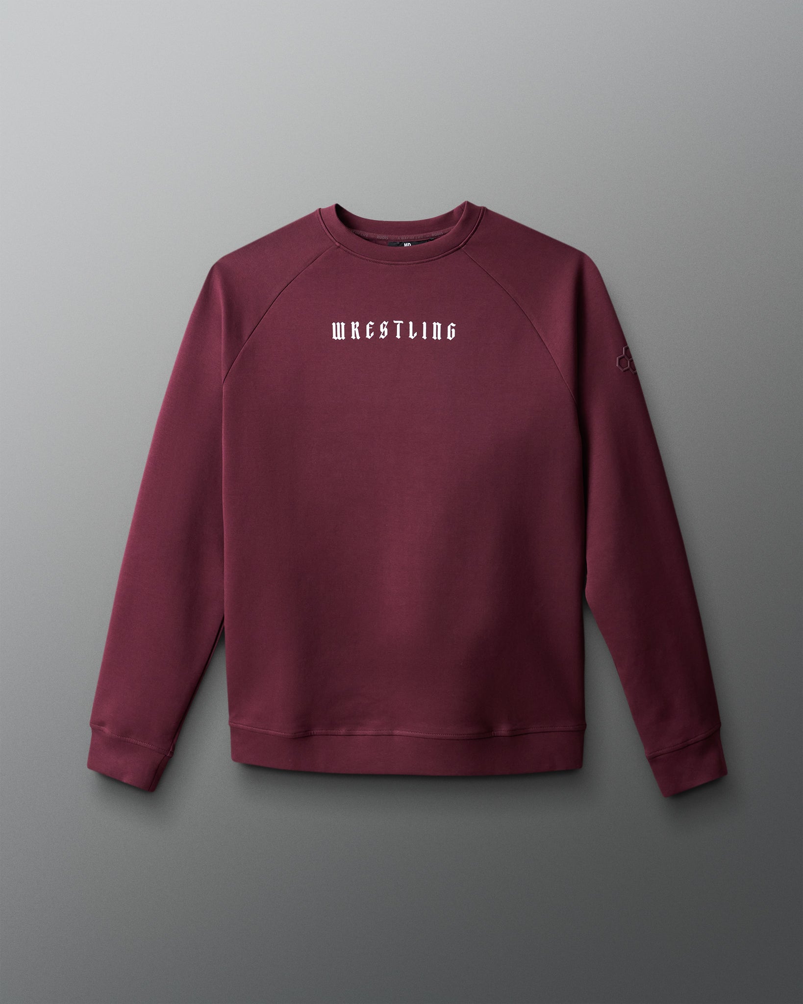 Maroon sweatshirt with 'WRESTLING' text on a gray background