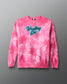 Pink tie-dye sweatshirt with 'Wrestling Girl' text on a gray background