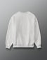 RUDIS Hex Relaxed Comfort Fleece Crewneck in Heather Silver, back view showing a clean minimalist design, subtle RUDIS branding below the collar, dropped shoulders, and ribbed cuffs and hem. Copy Alt Text