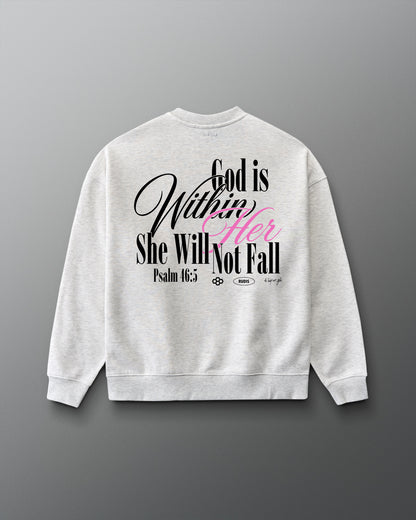 Gray sweatshirt with motivational text on a gray background