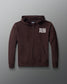 Brown hoodie with 'Faith Over Fear' text on a gray background