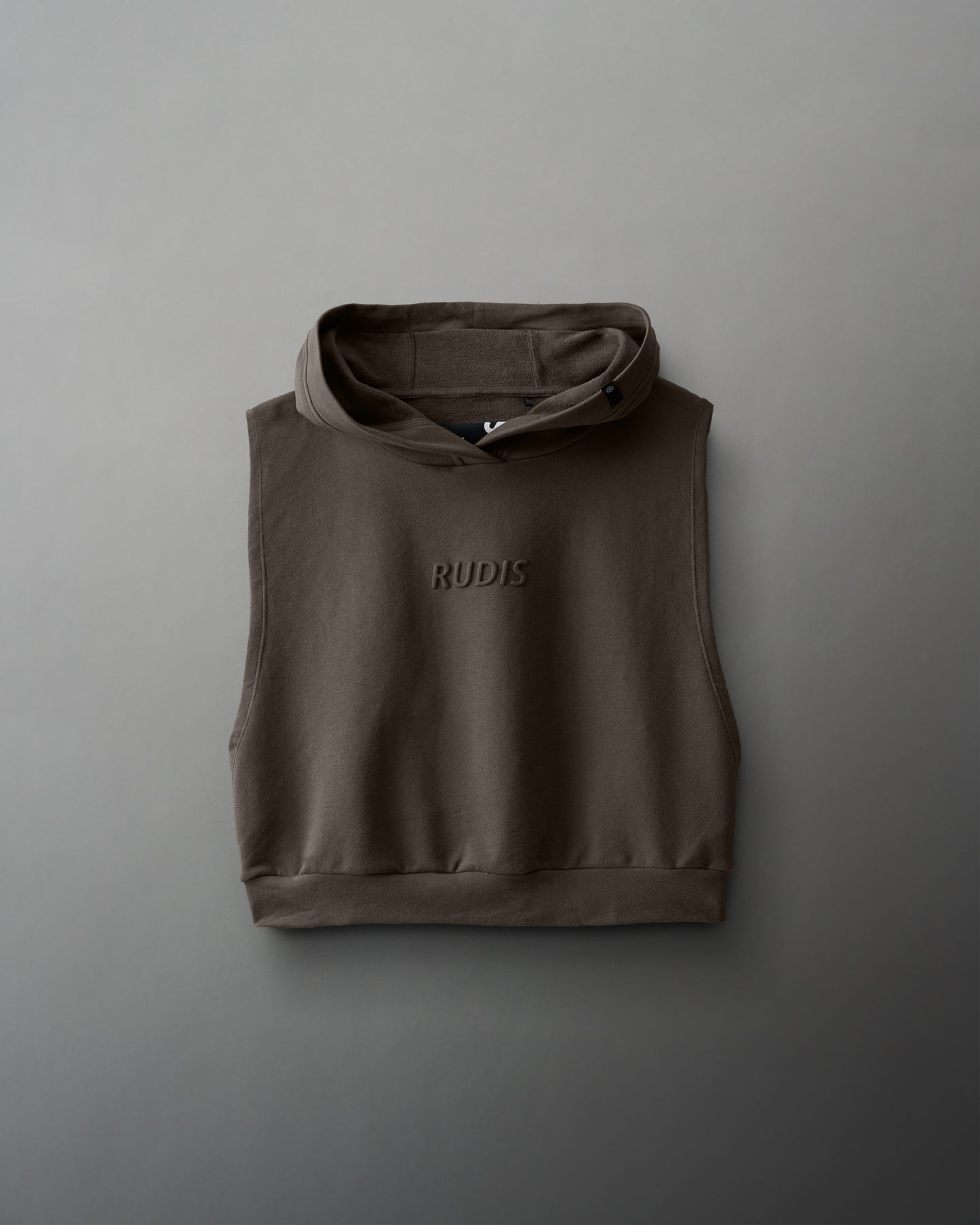 Sweat à capuche court sans manches pour femme avec logo en relief