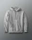 A gray hoodie with a front pouch and a small RUDIS Hex logo on the upper left side, featuring a drawstring hood.