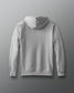 Back view of Gray hoodie on a gray background