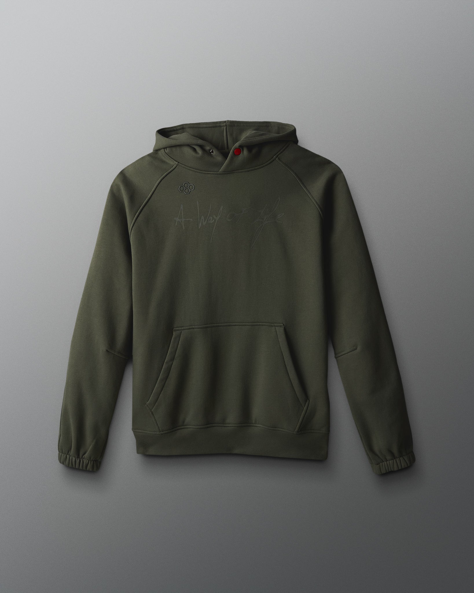 Green hoodie on a gray background
