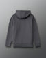 Back view of RUDIS Flag Hex Cool Feel Hoodie in Carbon gray, showcasing a minimalist design, structured hood, raglan sleeves, and subtle RUDIS branding.