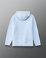 Back view of RUDIS USA Cool Feel Hoodie in Ice blue, showcasing a clean minimalist design, structured hood, raglan sleeves, ribbed cuffs, and subtle RUDIS Hex branding.