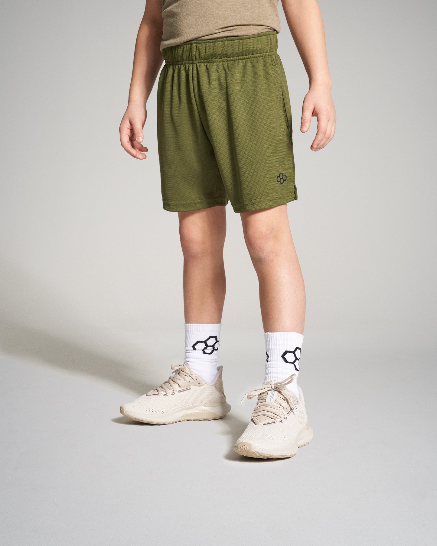 Short en maille pour jeunes RUDIS 6" - Vert armée